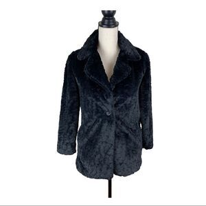 Ruby &‎ Bloom Juniors Black Faux Fur Blazer Sz L.
